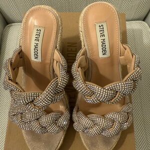 Steve Madden Beige Rhinestone Sandals
